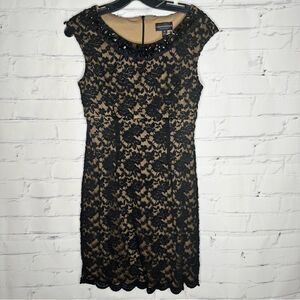 Connected Apparel size 6 petite black lace dress